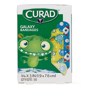 Medline CURAD Galaxy Adhesive Bandages - CURAD Galaxy Plastic Adhesive Bandage, 3/4" x 3" - NON256132