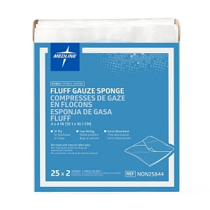 Medline Sterile Bulkee II Extra Absorbent Super Fluff Sponge - Bulkee II Super Fluff Sponges, 4" x 4" in 2-Packs - NON25844