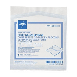 Medline Sterile Bulkee II Extra Absorbent Super Fluff Sponge - Bulkee II Super Fluff Sponges, 4" x 4" in 2-Packs - NON25844