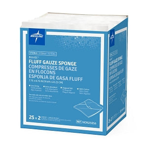 Medline Sterile Bulkee II Extra Absorbent Super Fluff Sponge - Bulkee II Super Fluff Sponges, 7.75" x 8.75" in 2-Packs - NON25856