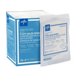 Medline Sterile Bulkee II Extra Absorbent Super Fluff Sponge - Bulkee II Super Fluff Sponges, 7.75" x 8.75" in 2-Packs - NON25856