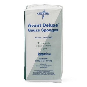 Medline Deluxe Nonsterile Nonwoven Gauze Sponges - Deluxe Nonsterile Nonwoven 3-Ply Gauze Sponges, 4" x 4" - NON26443