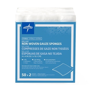 Medline Avant Deluxe Sterile Nonwoven Gauze Sponges - Non-Woven Sponge Gauze, Deluxe, 4" x 4", 4 Ply, 2/pk, Sterile, Not made with natural rubber latex - NON264442