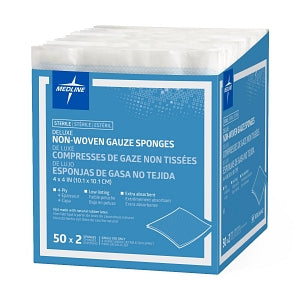 Medline Avant Deluxe Sterile Nonwoven Gauze Sponges - Non-Woven Sponge Gauze, Deluxe, 4" x 4", 4 Ply, 2/pk, Sterile, Not made with natural rubber latex - NON264442