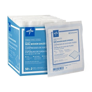 Medline Avant Deluxe Sterile Nonwoven Gauze Sponges - Non-Woven Sponge Gauze, Deluxe, 4" x 4", 4 Ply, 2/pk, Sterile, Not made with natural rubber latex - NON264442