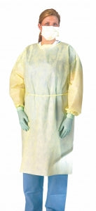 Medline Medium Weight Multi-Ply Isolation Gown - SMS Isolation Gown, Yellow, Size XS - NON27132