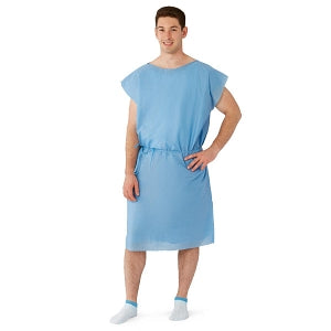 Medline Disposable Multilayer Patient Gowns - Sleeveless Front Back Opening with Tie Multilayer Patient Gown, Blue, Size Regular / Large - NON27146