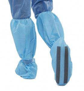 Medline Nonskid Fluid Proof Boot Covers - Knee-High Hook-and-Loop Boot Covers with Nonskid Foam Bottom, Blue, Size XL - NON27200XL