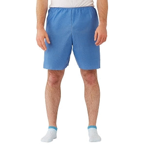 Medline Disposable Exam Shorts - Blue Multilayer Disposable Exam Shorts with Elastic Waist, Size M - NON27209M