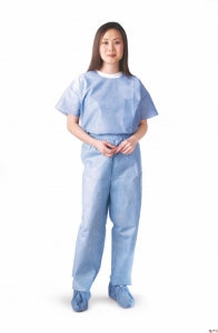 Medline Disposable Scrub Pants - Disposable Unisex Scrub Pants with Elastic Waist, Size M, Blue - NON27213M