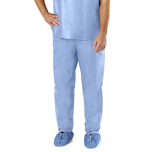 Medline Disposable Scrub Pants - Disposable Unisex Scrub Pants with Elastic Waist, Size M, Blue - NON27213M