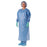 Medline Medium-Weight Coated Polypropylene Isolation Gowns - PE-Coated Polypropylene Over-the-Head Isolation Gowns with Open Back and Thumb Loops, Blue, Size XL - NON27279OHTLX