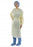 Medline Knit-Cuff, Coated, Over-Head, Full-Back Gown - Poly Coated Overhead Isolation Gown with Full Back and Knit Cuffs, Yellow, Size XL - NON27340XL