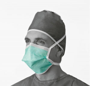 Medline Antifog Surgical Face Mask - Face Mask, Antifog, Chamber-Style, Foam Strip, Green - NON27373A