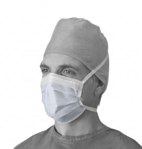 Medline Antifog Surgical Face Mask - Face Mask with Ties, Antifog, Foam Strip, Blue - NON27378A