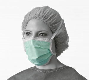 Medline Antifog Surgical Face Mask - Face Mask with Ties, Antifog, Film, Green - NON27379A