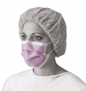 Medline Fluid-Resistant Procedure Face Masks - ASTM F1862 (160 mmHg0) Fluid-Resistant Procedure Face Mask with Ear Loops and Cellulose Inner / Polypropylene Outer Facings - NON27412EL