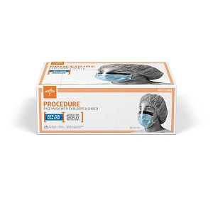 Medline Basic Procedure Face Masks with Shield - Basic Procedure Face Mask with Shield, Antifog Strip and Ear Loops, Blue - NON27420EL