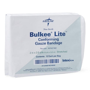 Medline Bulkee Lite Nonsterile Cotton Conforming Bandages - Bulkee Lite Nonsterile Conforming Bandage, 2" x 3.5 yd. - NON27492