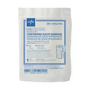 Medline Bulkee Lite Sterile Cotton Conforming Bandages - Bulkee Lite Sterile Gauze Bandage, 2" x 4.1 yd. - NON27496