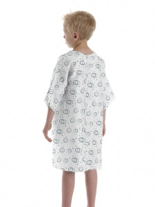 Medline Disposable Pediatric Patient Gowns - Short-Sleeve Pediatric Gown, Purple / Green Print, 5-8 Years - NON28268