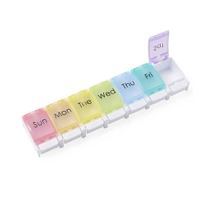 Medline 7-Day Pill Organizers - 7-Day Pill Organizer with Easy Push Buttons, Multicolor, 1X / Day - NON36680