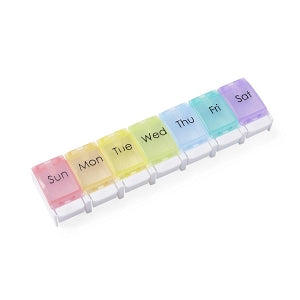 Medline 7-Day Pill Organizers - 7-Day Pill Organizer with Easy Push Buttons, Multicolor, 1X / Day - NON36680