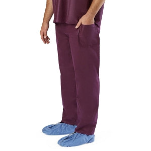 Medline Disposable Scrub Pants - Disposable Unisex Scrub Pants with Elastic Waist, Size L, Wine - NON37213L