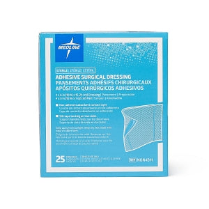 Medline Sterile Surgical Adhesive Dressings - Sterile Adhesive Surgical Dressing, 4" x 6" with 4" x 3" Pad - NON4311