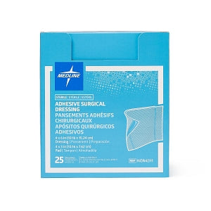 Medline Sterile Surgical Adhesive Dressings - Sterile Adhesive Surgical Dressing, 4" x 6" with 4" x 3" Pad - NON4311