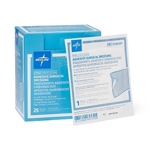 Medline Sterile Surgical Adhesive Dressings - Sterile Adhesive Surgical Dressing, 4" x 6" with 4" x 3" Pad - NON4311