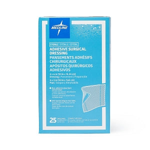 Medline Sterile Surgical Adhesive Dressings - Sterile Adhesive Surgical Dressing, 4" x 6" with 4" x 3" Pad - NON4311