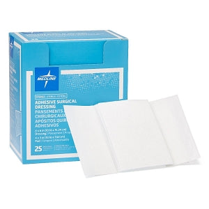 Medline Sterile Surgical Adhesive Dressings - Sterile Adhesive Surgical Dressing, 4" x 6" with 4" x 3" Pad - NON4311