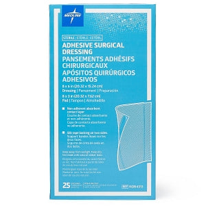 Medline Sterile Surgical Adhesive Dressings - Sterile Adhesive Surgical Dressing, 8" x 6" with 8" x 3" Pad - NON4313