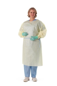 Medline TAA Compliant Isolation Gowns - Medium-Weight Isolation Gown with Side Ties, Yellow, Size XL - NON50240XL