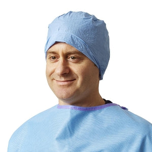 Medline Surgical Caps - Premium Scrim-Reinforced Head Cover, Elastic Back, Blue, Size XL - NON61990XL