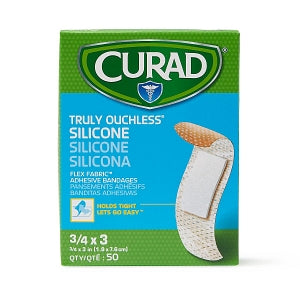 Medline CURAD Silicone Adhesive Bandages - CURAD Silicone Fabric Adhesive Bandages, 3/4" x 3" - NON75100