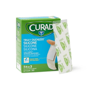 Medline CURAD Silicone Adhesive Bandages - CURAD Silicone Fabric Adhesive Bandages, 3/4" x 3" - NON75100