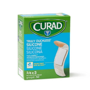 Medline CURAD Silicone Adhesive Bandages - CURAD Silicone Fabric Adhesive Bandages, 3/4" x 3" - NON75100