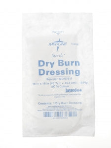 Medline Cotton Burn Dressings - Sterile Burn Dressing, 18" x 18" 10 Ply - NON7911