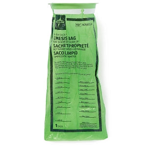 Medline Emesis Bags - Clean Sack Emesis Bag with Rigid Ring and Graduations, Green, HDPE - NON80329