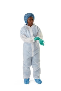 Medline Heavyweight Spunbonded Polypropylene Coveralls - Heavyweight Spunbond Polypropylene Coveralls with Elastic Wrists and Ankles, Size L, White - NONCV120L