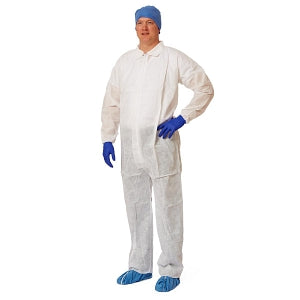 Medline Classic Multiply Coveralls - Multilayer Coveralls with Elastic Wrists and Open Ankles, Size XL, White - NONCV250XL