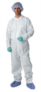 Medline Microporous Breathable Coveralls - Breathable Coveralls with Elastic Wrists and Ankles, White, Size L - NONCV700L