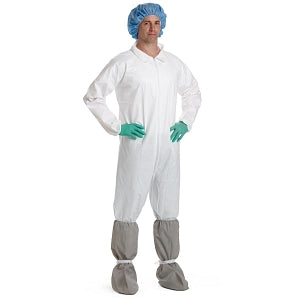 Medline Static-Dissipative Microporous Breathable Coveralls - Breathable Coveralls with Open Wrists and Ankles, White, Size L - NONCV920L