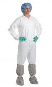 Medline Static-Dissipative Microporous Breathable Coveralls - Breathable Coveralls with Elastic Wrists and Ankles, White, Size L - NONCV940L