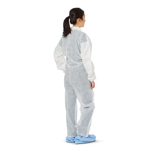 Medline Breathable Back Coverall - Coveralls with Breathable Back and Elastic Wrists and Ankles, White, Size L - NONCV960L