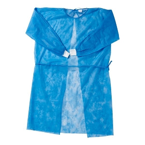 Medline Medium-Weight Dental Cover Gowns with Knit Cuffs - Spunbond Polypropylene Dental Gown with Knit Cuff, Blue, Size L - NONDBL