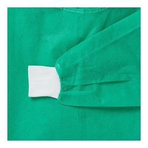 Medline Medium-Weight Dental Cover Gowns with Knit Cuffs - Spunbond Polypropylene Dental Gown with Knit Cuff, Green, Size L - NONDGL