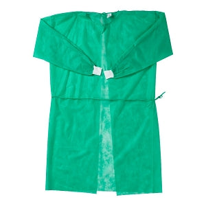 Medline Medium-Weight Dental Cover Gowns with Knit Cuffs - Spunbond Polypropylene Dental Gown with Knit Cuff, Green, Size L - NONDGL